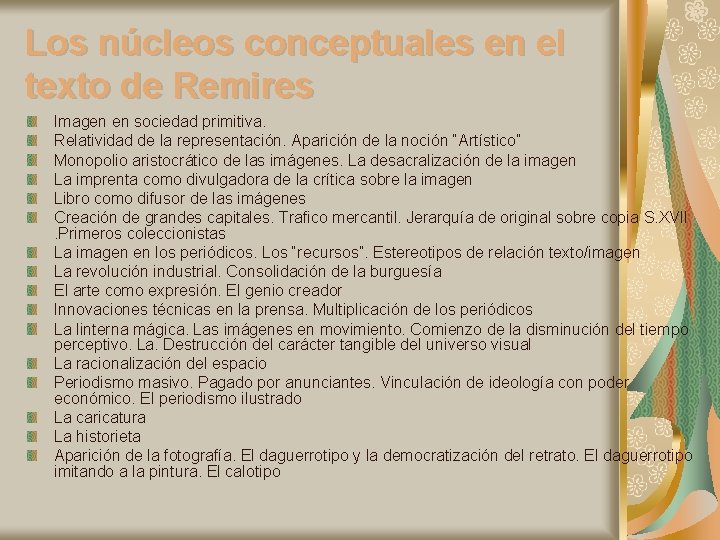 Los núcleos conceptuales en el texto de Remires Imagen en sociedad primitiva. Relatividad de