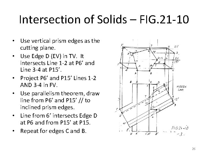 Intersection of Solids – FIG. 21 -10 • Use vertical prism edges as the