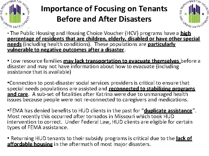 Importance of Focusing on Tenants Before and After Disasters • The Public Housing and