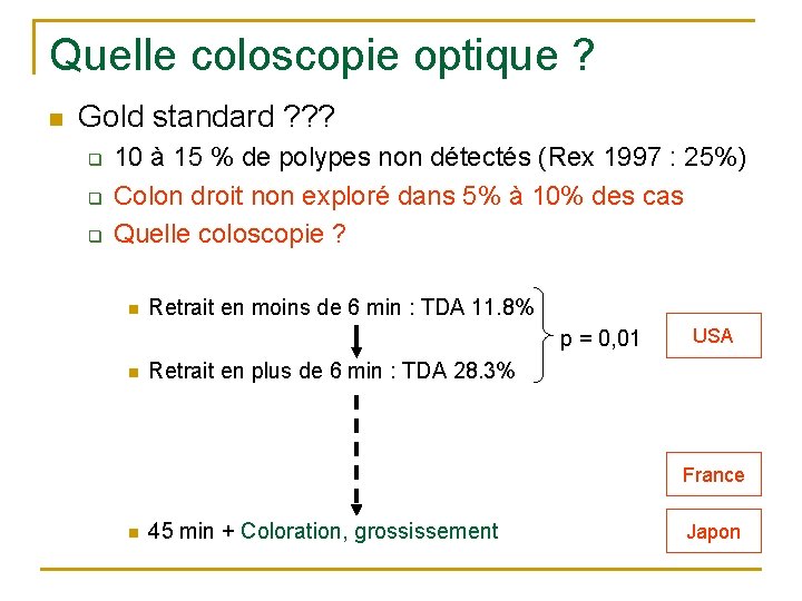 Quelle coloscopie optique ? n Gold standard ? ? ? q q q 10