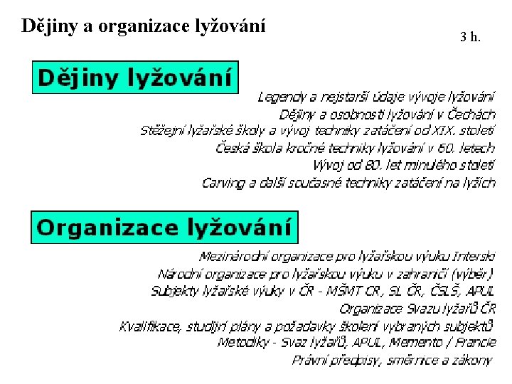 Dějiny a organizace lyžování 3 h. 
