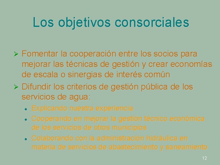 Los objetivos consorciales Fomentar la cooperación entre los socios para mejorar las técnicas de Los objetivos consorciales Fomentar la cooperación entre los socios para mejorar las técnicas de