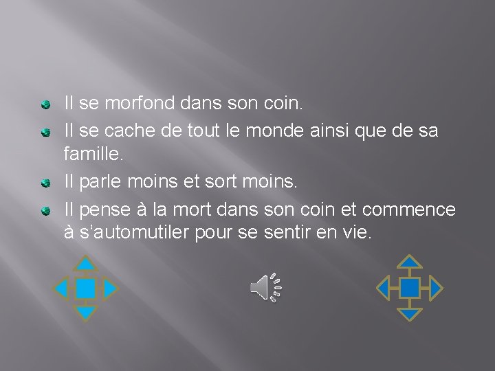 Il se morfond dans son coin. Il se cache de tout le monde ainsi