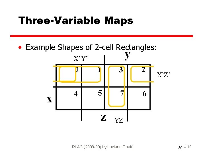 Three-Variable Maps • Example Shapes of 2 -cell Rectangles: y X’Y’ x 0 1