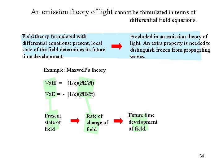 An emission theory of light cannot be formulated in terms of differential field equations.