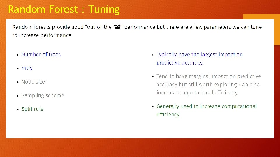 Random Forest : Tuning 