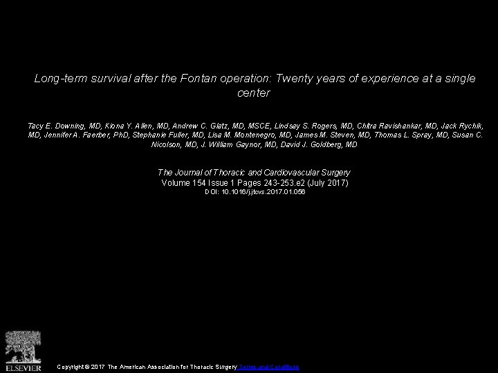 Long-term survival after the Fontan operation: Twenty years of experience at a single center