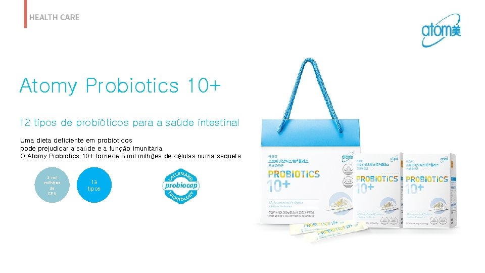 Atomy Probiotics 10+ 12 tipos de probióticos para a saúde intestinal Uma dieta deficiente