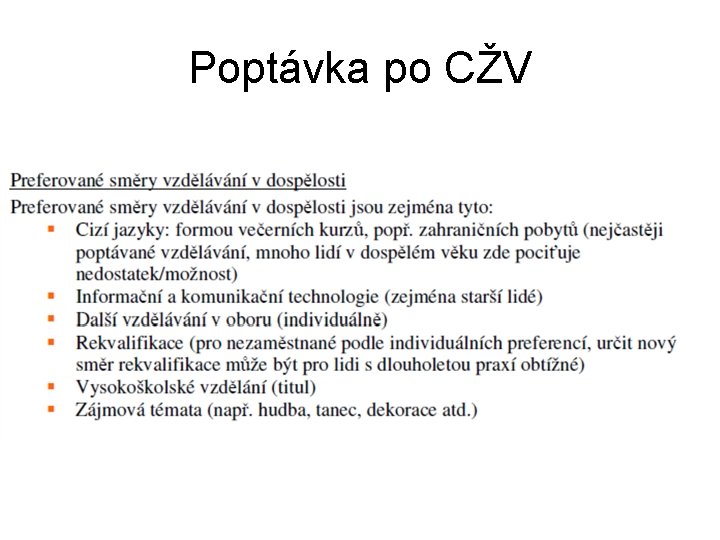 Poptávka po CŽV 