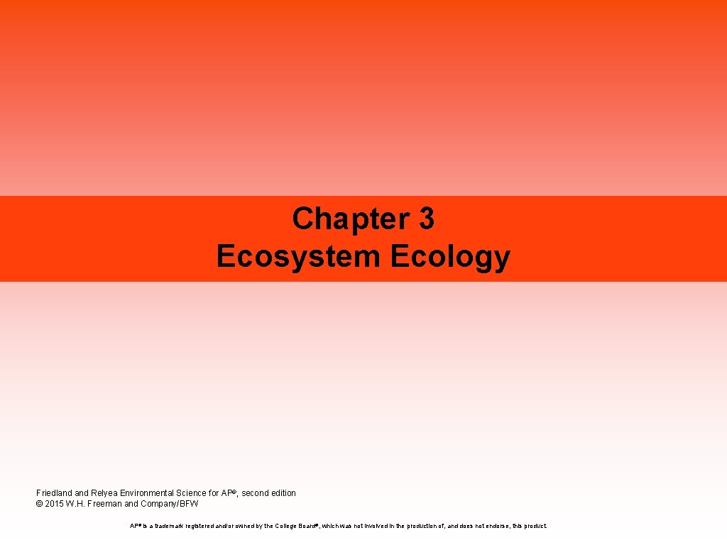 Chapter 3 Ecosystem Ecology Friedland Relyea Environmental Science for AP®, second edition © 2015