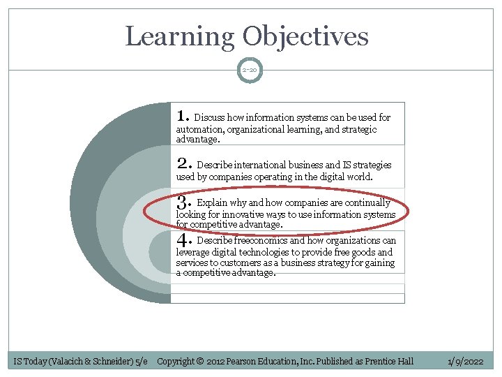 Learning Objectives 2 -20 1. Discuss how information systems can be used for automation,
