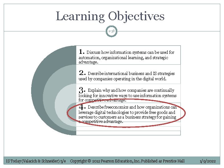 Learning Objectives 2 -38 1. Discuss how information systems can be used for automation,