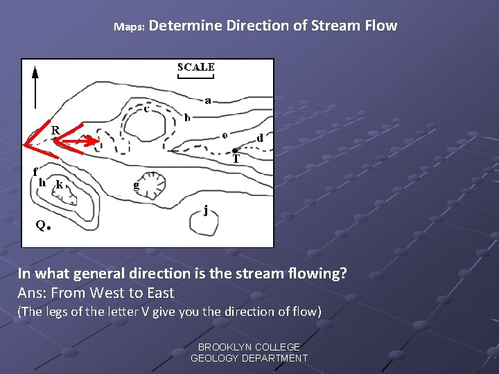 Maps: Determine Direction of Stream Flow In what general direction is the stream flowing?