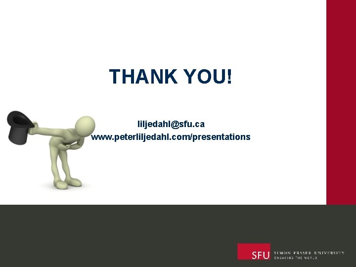 THANK YOU! liljedahl@sfu. ca www. peterliljedahl. com/presentations 