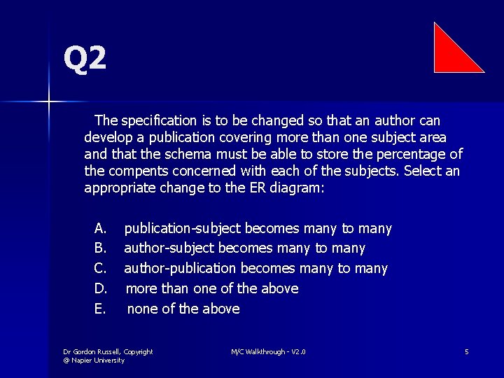 Q 2 The specification is to be changed so that an author can develop