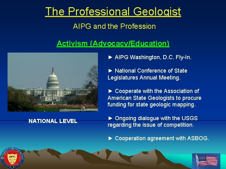 The Professional Geologist AIPG and the Profession Activism (Advocacy/Education) ► AIPG Washington, D. C.