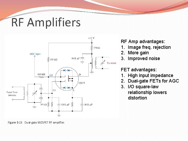 RF Amplifiers RF Amp advantages: 1. Image freq. rejection 2. More gain 3. Improved