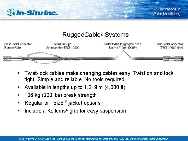 Rugged. Cable® Systems • Twist-lock cables make changing cables easy. Twist on and lock