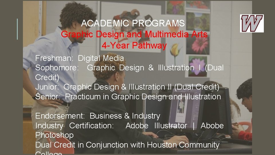 ACADEMIC PROGRAMS Graphic Design and Multimedia Arts 4 -Year Pathway Freshman: Digital Media Sophomore: