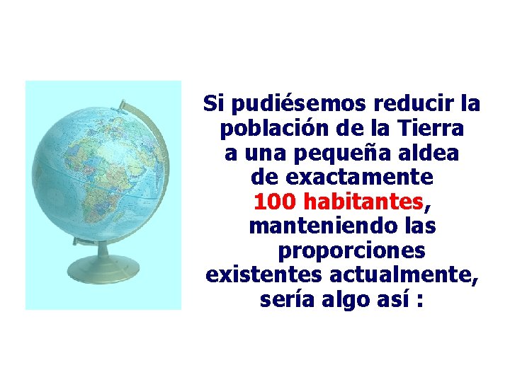 Si pudiésemos reducir la población de la Tierra a una pequeña aldea de exactamente