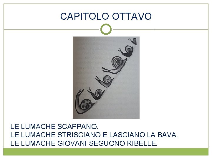 CAPITOLO OTTAVO LE LUMACHE SCAPPANO. LE LUMACHE STRISCIANO E LASCIANO LA BAVA. LE LUMACHE