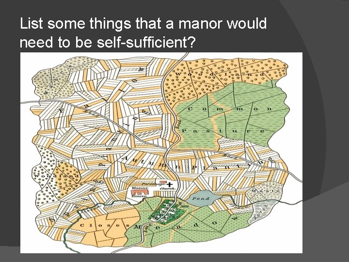 List some things that a manor would need to be self-sufficient? 