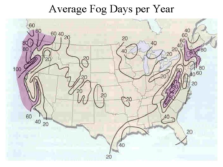 Average Fog Days per Year Average Fog Days per Year