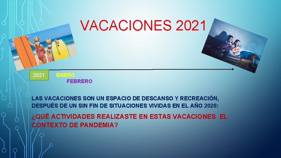 VACACIONES 2021 ENERO FEBRERO LAS VACACIONES SON UN ESPACIO DE DESCANSO Y RECREACIÓN, DESPUÉS