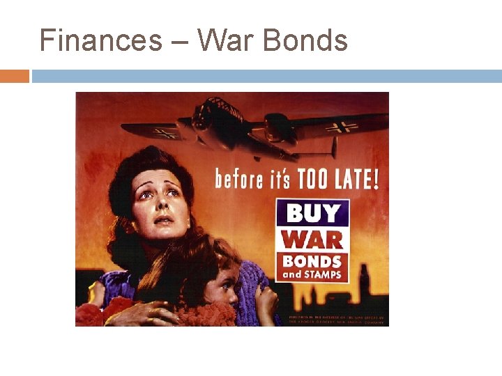 Finances – War Bonds 