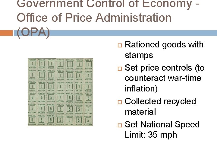 Government Control of Economy Office of Price Administration (OPA) Rationed goods with stamps Set