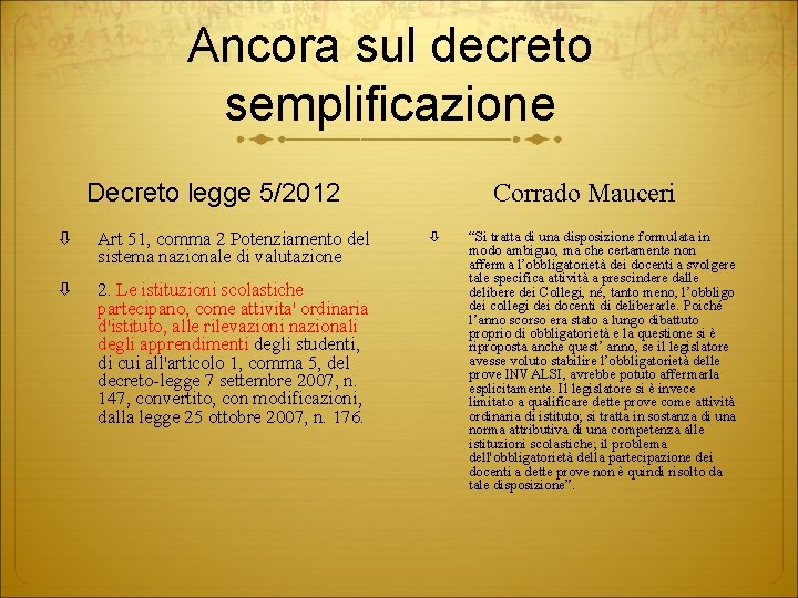 Ancora sul decreto semplificazione Decreto legge 5/2012 Art 51, comma 2 Potenziamento del sistema