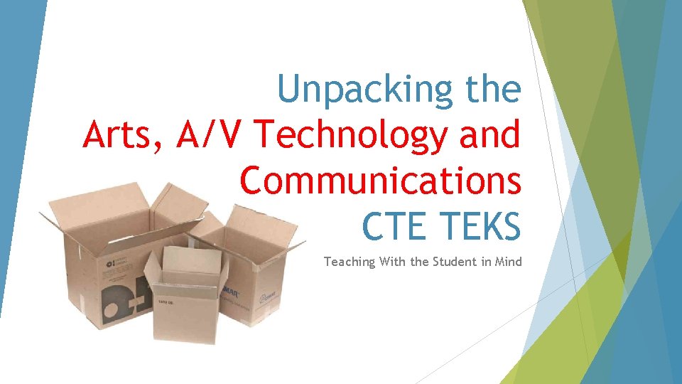 Unpacking the Arts, A/V Technology and Communications CTE TEKS Teaching With the Student in