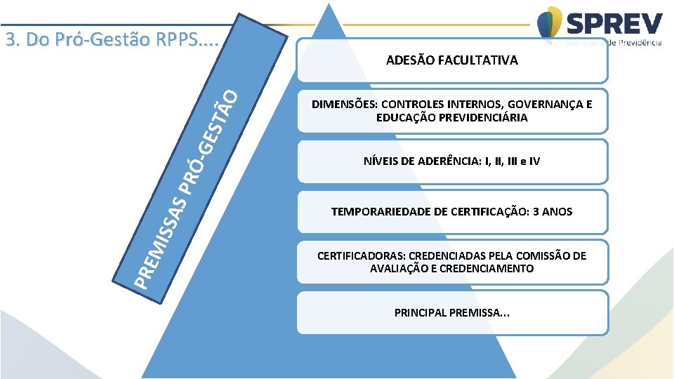 PRE MIS SAS PRÓ -GE STÃ O 3. Do Pró-Gestão RPPS. . ADESÃO FACULTATIVA