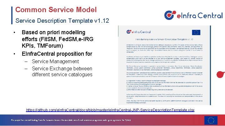 Common Service Model Service Description Template v 1. 12 • • Based on priori