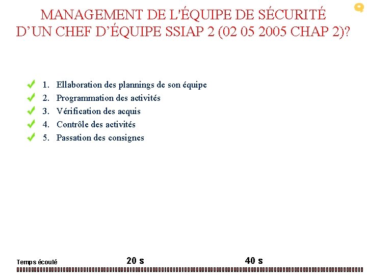 MANAGEMENT DE L'ÉQUIPE DE SÉCURITÉ D’UN CHEF D’ÉQUIPE SSIAP 2 (02 05 2005 CHAP