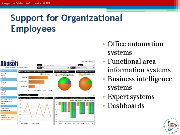 Pengantar Sistem Informasi – SIF 101 Support for Organizational Employees • Office automation systems