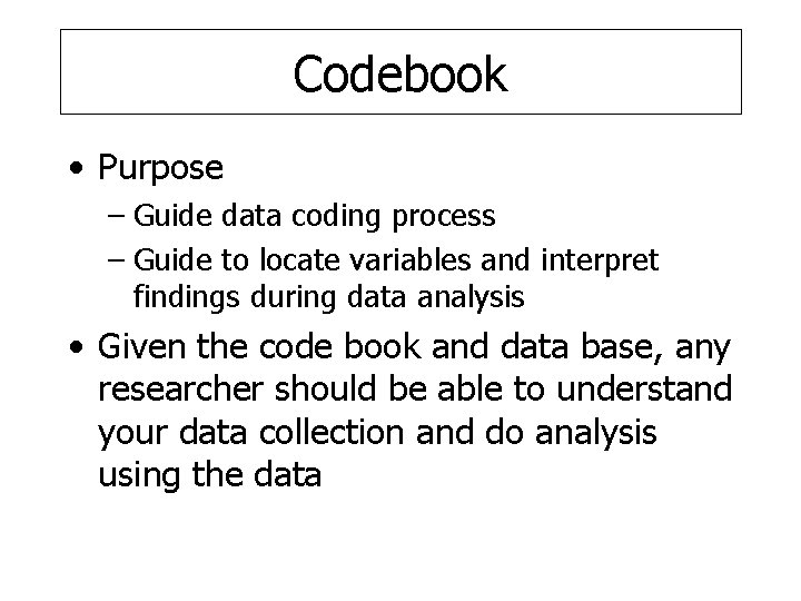 Variable Codebook PA 430 Data coding March 78 2000 Codebook