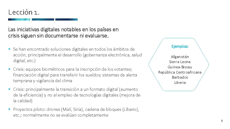 Lección 1. Las iniciativas digitales notables en los países en crisis siguen sin documentarse