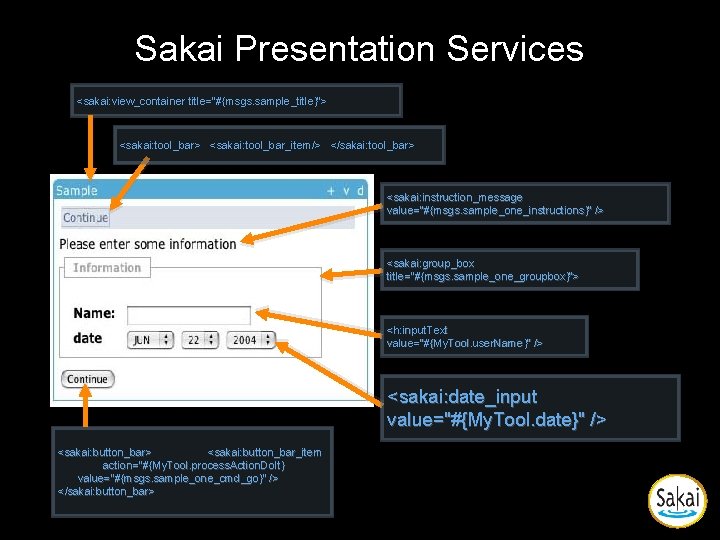 Sakai Presentation Services <sakai: view_container title="#{msgs. sample_title}"> <sakai: tool_bar_item/> </sakai: tool_bar> <sakai: instruction_message value="#{msgs. Sakai Presentation Services <sakai: view_container title="#{msgs. sample_title}"> <sakai: tool_bar_item/> </sakai: tool_bar> <sakai: instruction_message value="#{msgs.
