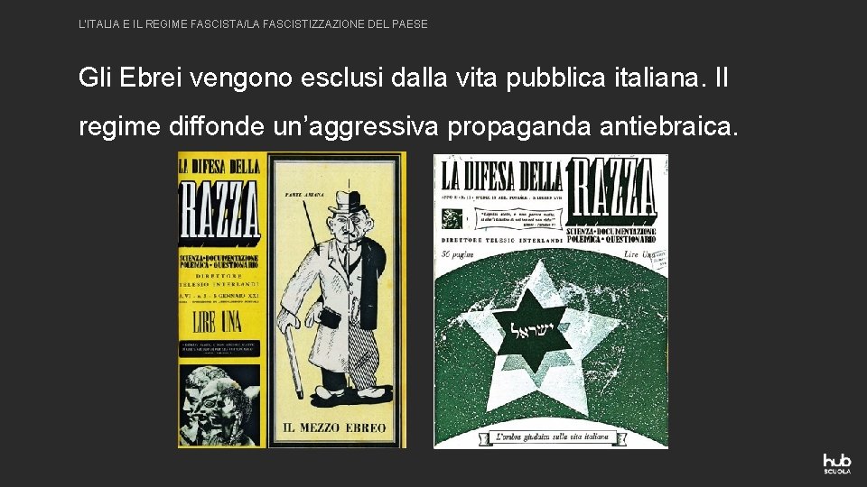 L’ITALIA E IL REGIME FASCISTA/LA FASCISTIZZAZIONE DEL PAESE Gli Ebrei vengono esclusi dalla vita