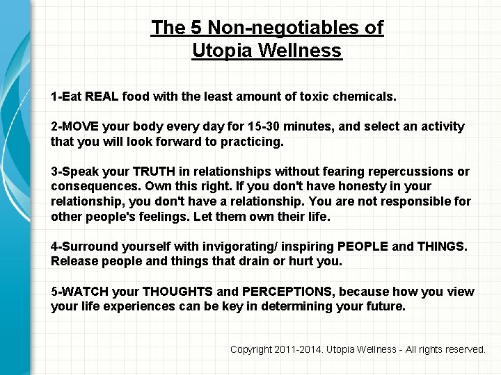 The 5 Non-negotiables of Utopia Wellness 1 -Eat REAL food with the least amount