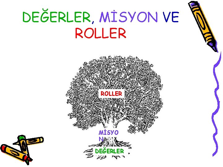 DEĞERLER, MİSYON VE ROLLER MİSYO N DEĞERLER 