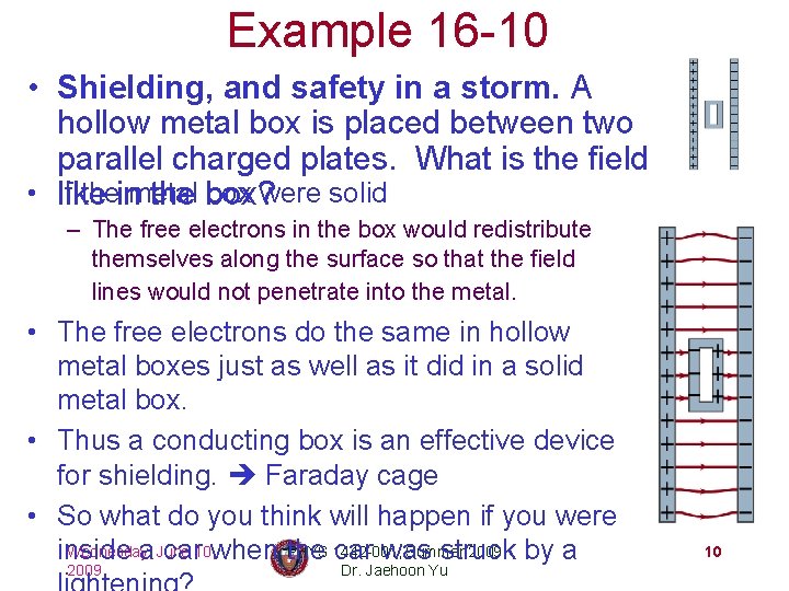 Example 16 -10 • Shielding, and safety in a storm. A hollow metal box