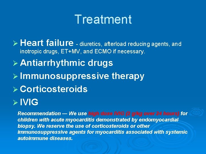 Treatment Ø Heart failure - diuretics, afterload reducing agents, and inotropic drugs, ET+MV, and Treatment Ø Heart failure - diuretics, afterload reducing agents, and inotropic drugs, ET+MV, and