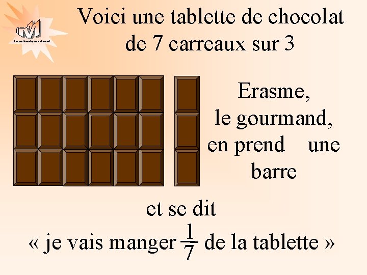 Les mathématiques autrement Voici une tablette de chocolat de 7 carreaux sur 3 Erasme,