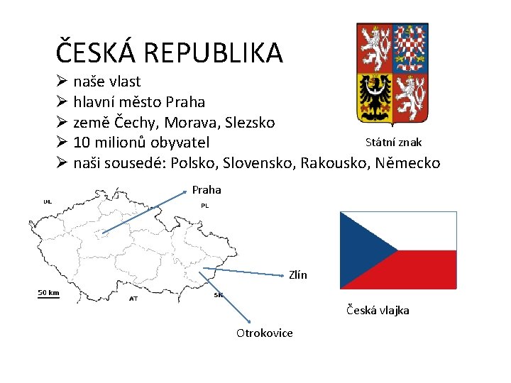 ČESKÁ REPUBLIKA Ø naše vlast Ø hlavní město Praha Ø země Čechy, Morava, Slezsko