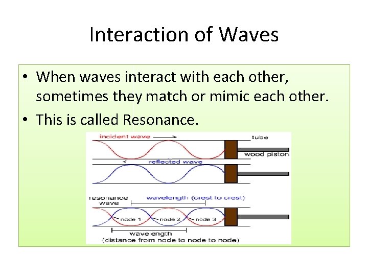Interaction of Waves • When waves interact with each other, sometimes they match or