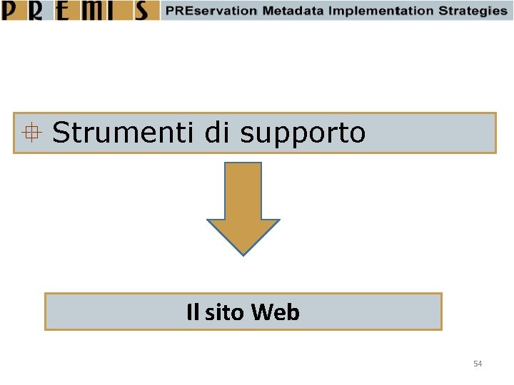  Strumenti di supporto Il sito Web 54 