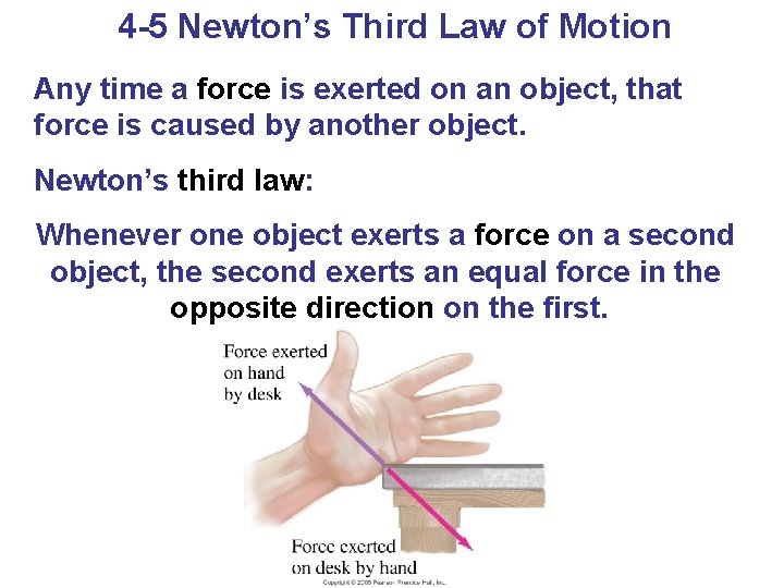 4 -5 Newton’s Third Law of Motion Any time a force is exerted on