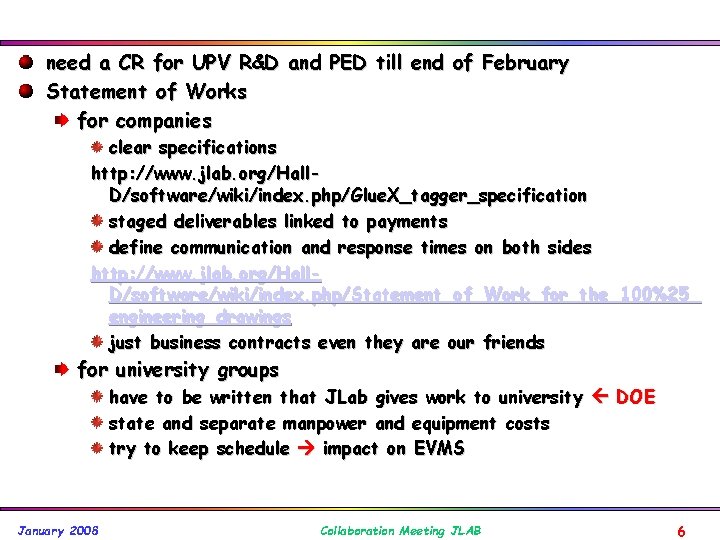 need a CR for UPV R&D and PED till end of February Statement of